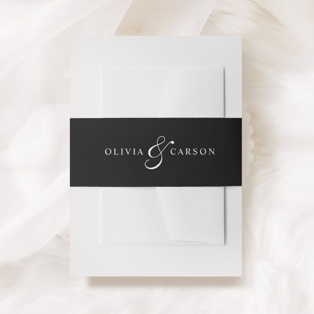 Cintas Para Invitaciones Moderno Boda de Monograma Personalizado blanco neg (Subido por el creador)