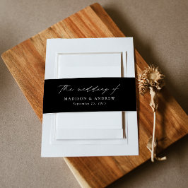 Cintas Para Invitaciones Moderno Boda elegante de escritura en blanco y neg