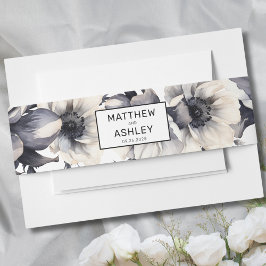 Cintas Para Invitaciones Moderno Boda elegante de flor blanca negra