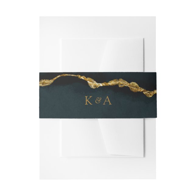 Cintas Para Invitaciones Moderno Boda elegante de la Agate de Oro Turquesa (Anverso Ejemplo)