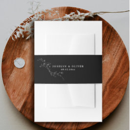 Cintas Para Invitaciones Moderno Boda floral negro y blanco esbozado
