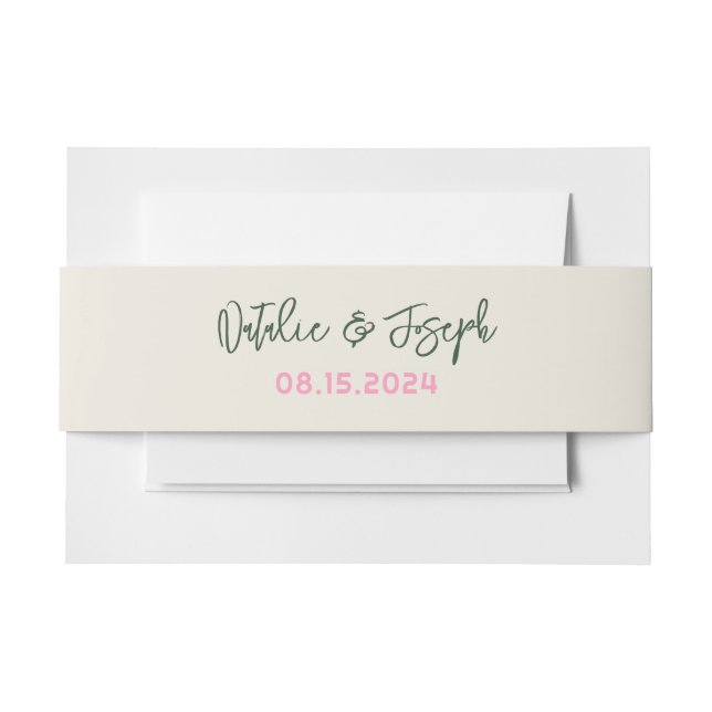 Cintas Para Invitaciones Moderno Boda Retro De Diversión Whimsical Escrito  (Anverso Ejemplo)