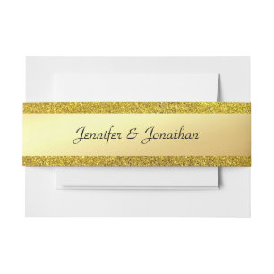 Cintas Para Invitaciones Moderno Glamuroso Guión Manuscrito Dorado Brillant