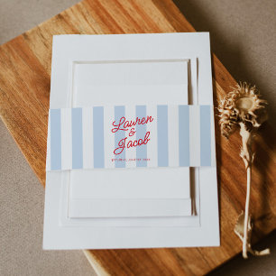 Cintas Para Invitaciones Moderno Minimalista Costero Bodas de Rayas Rojas y