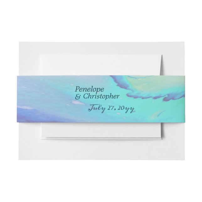 Cintas Para Invitaciones Moderno Ocean Water Blue Abstract Beach Wedding (Anverso Ejemplo)