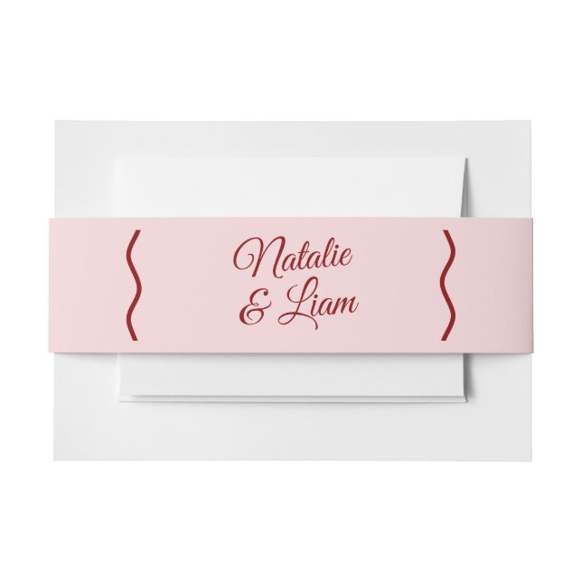 Cintas Para Invitaciones Moderno Retro Rojo Rosa Funky Boda Único Audaz (Anverso Ejemplo)