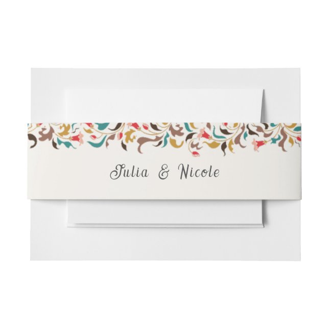 Cintas Para Invitaciones Moderno Romántico Elegante Boda Floral de Wreath (Anverso Ejemplo)