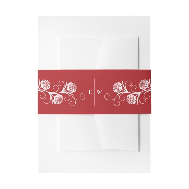 Cintas Para Invitaciones Moderno Rosa gótico Swirls Crimson Boda rojo (Anverso Ejemplo)
