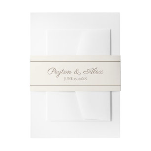 Cintas Para Invitaciones Moderno Script Elegante Crema Marrón Boda