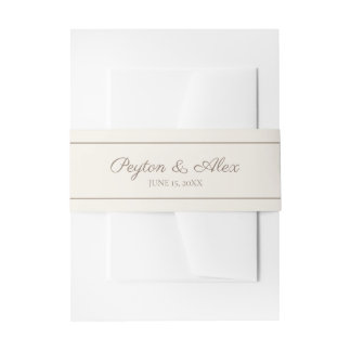 Cintas Para Invitaciones Moderno Script Elegante Crema Marrón Boda