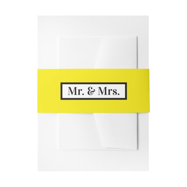 Cintas Para Invitaciones Moderno Simple Retro Amarillo Sr + Sra  (Anverso Ejemplo)