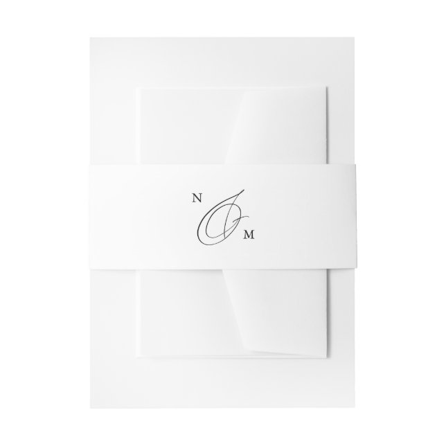 Cintas Para Invitaciones Moderno y simple caligrafía mínima Monograma Boda (Anverso Ejemplo)
