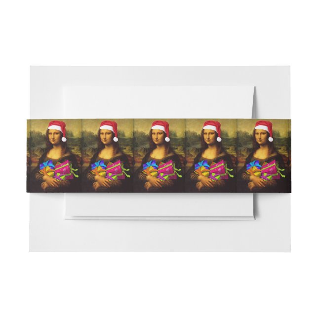 Cintas Para Invitaciones Mona Lisa Viene Como Santa Claus (Anverso Ejemplo)