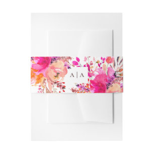 Cintas Para Invitaciones Monografías de bodas florales de color rosa y melo