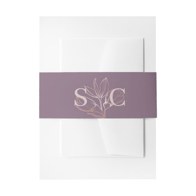 Cintas Para Invitaciones Monogram Dusty Plum & Blush Wedding (Anverso Ejemplo)