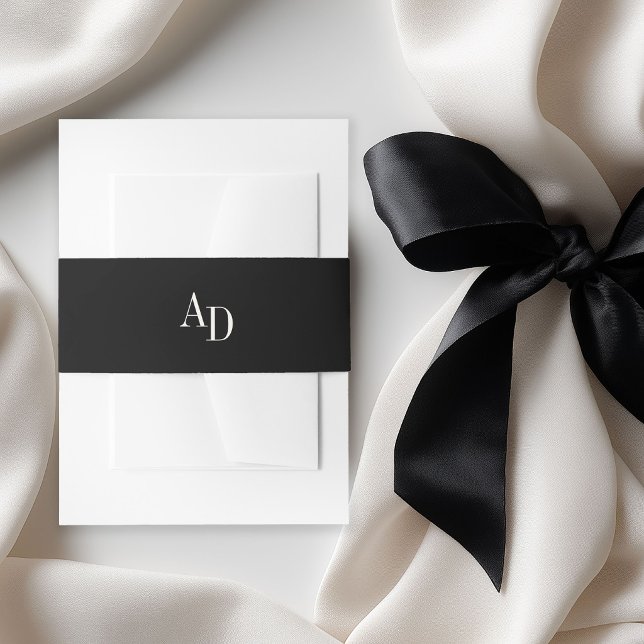 Cintas Para Invitaciones Monogram initials elegant black ivory wedding (Subido por el creador)
