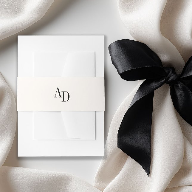 Cintas Para Invitaciones Monogram initials elegant ivory black wedding (Subido por el creador)