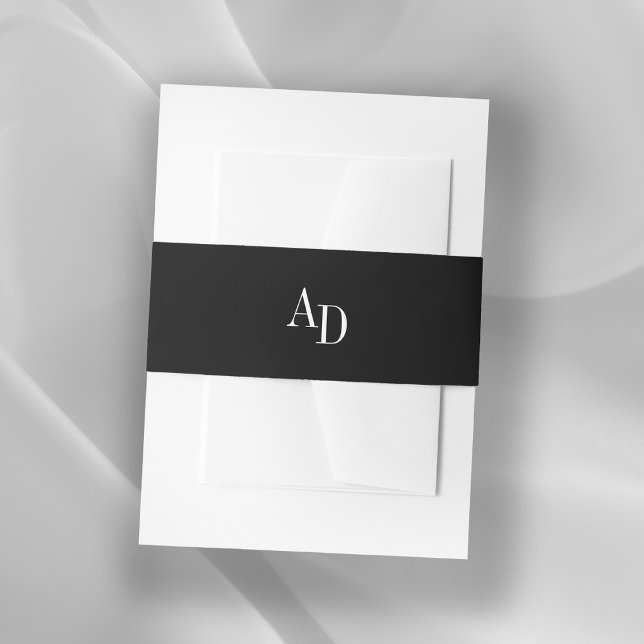 Cintas Para Invitaciones Monogram initials elegant white black wedding (Subido por el creador)