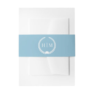 Cintas Para Invitaciones Monograma azul congelado Minimalista simple