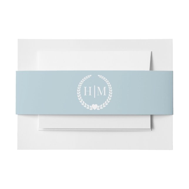 Cintas Para Invitaciones Monograma azul de hielo simple de invierno (Anverso Ejemplo)