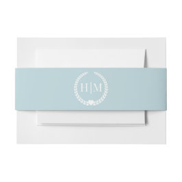 Cintas Para Invitaciones Monograma azul de invierno suave simple Minimalist