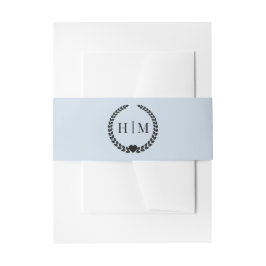 Cintas Para Invitaciones Monograma azul en polvo minimalista simple