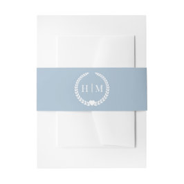 Cintas Para Invitaciones Monograma azul escarchado Minimalista simple