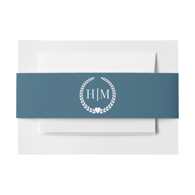 Cintas Para Invitaciones Monograma azul marino Minimalista simple (Anverso Ejemplo)