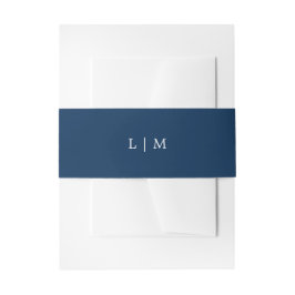 Cintas Para Invitaciones Monograma Azul Marino Simple y Elegante para Boda