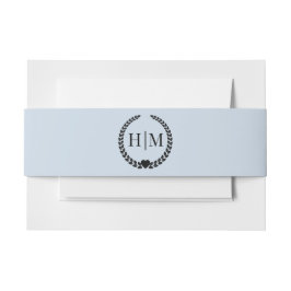 Cintas Para Invitaciones Monograma azul polvo minimalista simple