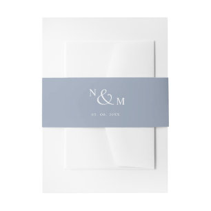 Cintas Para Invitaciones Monograma azul turbio Boda simple moderno