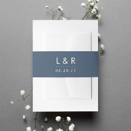 Cintas Para Invitaciones Monograma azul y Boda de marfil de la marina húmed