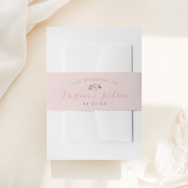 Cintas Para Invitaciones Monograma Boda de peonía floral rosa (Subido por el creador)