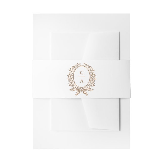 Cintas Para Invitaciones Monograma Boda elegante de hojas de oliva (Anverso Ejemplo)