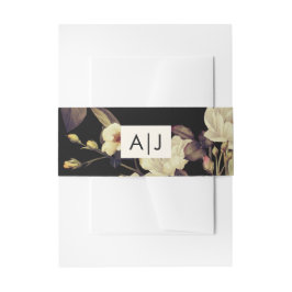 Cintas Para Invitaciones Monograma Boda Moody Floral Negro