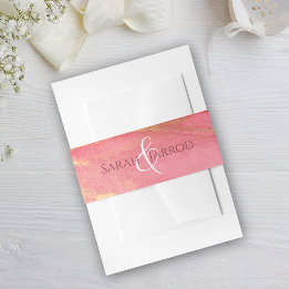 Cintas Para Invitaciones Monograma Boda rosa coral