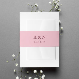 Cintas Para Invitaciones Monograma Boda Rubor rosa y ciruela