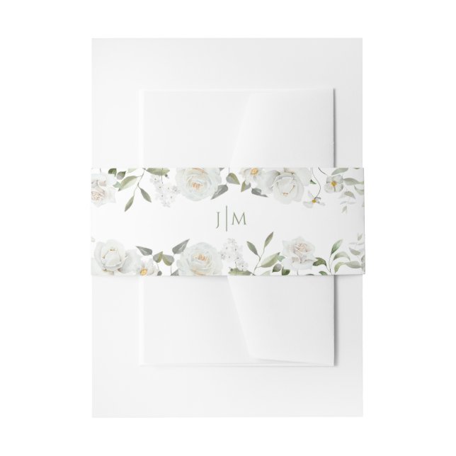 Cintas Para Invitaciones Monograma Botánico Floral Chic de Boda (Anverso Ejemplo)