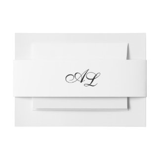 Cintas Para Invitaciones Monograma clásico Boda tradicional blanco y negro