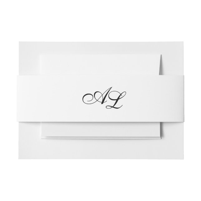Cintas Para Invitaciones Monograma clásico Boda tradicional blanco y negro (Anverso Ejemplo)
