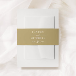 Cintas Para Invitaciones Monograma clásico elegante de Boda de oro antiguo