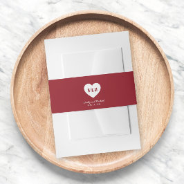 Cintas Para Invitaciones Monograma Corazón Boda moderno Color Personalizado