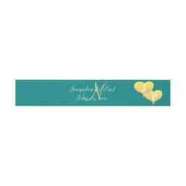 Cintas Para Invitaciones Monograma Corazones Verde Turquesa Atardecer