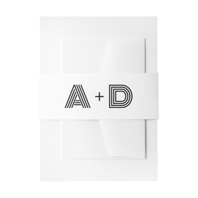 Cintas Para Invitaciones Monograma de boda Art Déco retro geométrico (Anverso Ejemplo)