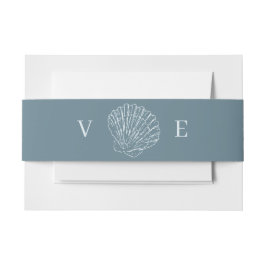 Cintas Para Invitaciones Monograma de Boda de Concha de Dibujo a Mano Azul 