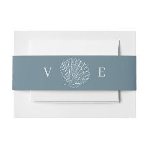 Cintas Para Invitaciones Monograma de Boda de Concha de Dibujo a Mano Azul 