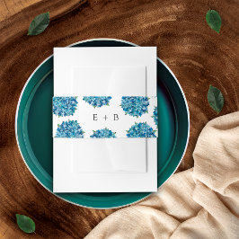 Cintas Para Invitaciones Monograma de Boda de Hortensias Azules Elegantes M