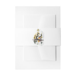 Cintas Para Invitaciones Monograma de Boda de pino de acuarela rustica otoñ