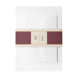 Cintas Para Invitaciones Monograma de boda de viñedo de marfil de Borgoña