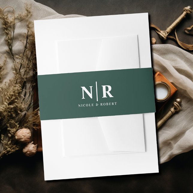 Cintas Para Invitaciones Monograma de boda elegante personalizado (Subido por el creador)